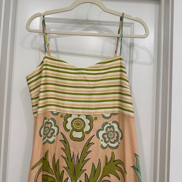 NWT La Maise Studio Lucia Linen Maxi Dress in Pink Placement Size Large - Picture 7 of 9